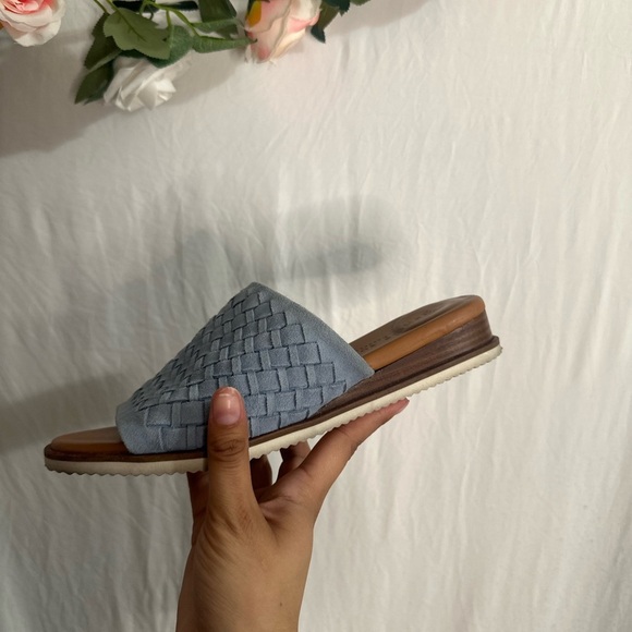 Gentle souls wedge Women's Blue Woven Slide Sandals - Picture 4 of 4